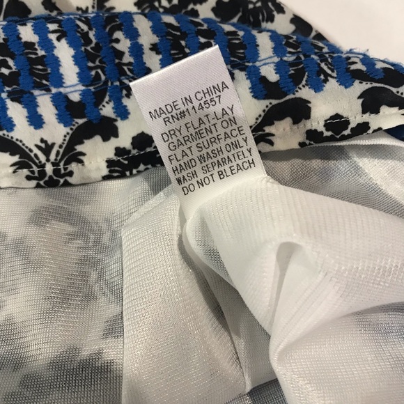 THML Medium Short Sleeve Embroidered Babydoll Dress White Blue Multi - Picture 8 of 8